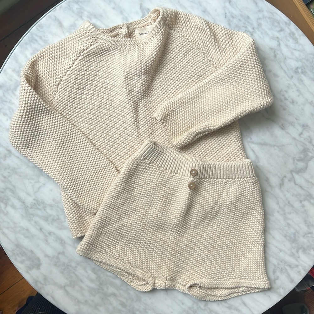 Quincy Mae knit sweater and short set NWOT